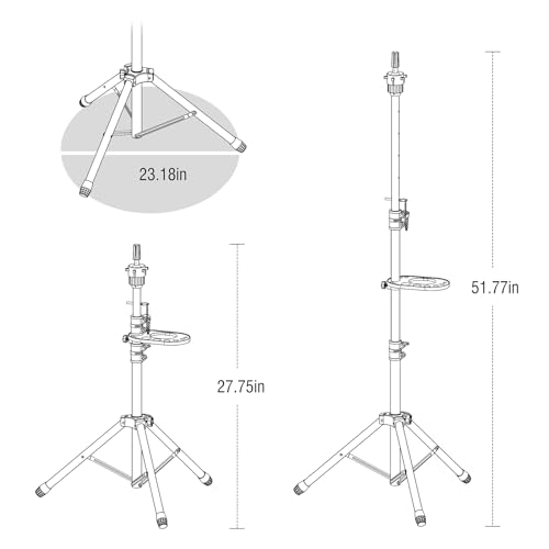 Relx Wig Stand Tripod - Adjustable Wig Head Stand with Tool Tray- Double Locking Mannequin Head Stand for Hairdressing Training(Mannequin Head Not Included)