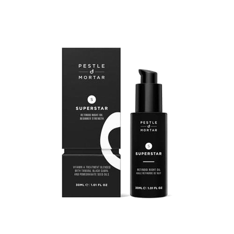 Pestle & Mortar Superstar 2% Retinoid Night Oil, Overnight Face Serum, Anti Aging, Reduces Wrinkles & Fine Lines with Vitamin E, Vitamin C and organic oil 1 Fl Oz