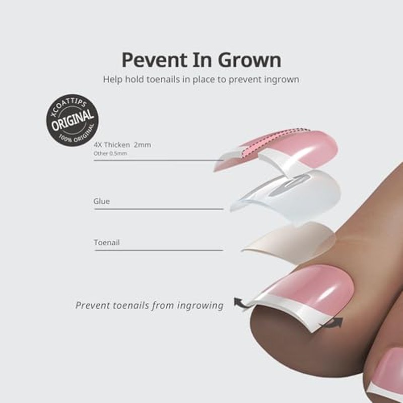 BTArtboxnails XCOATTIPS Toe Nail Tips - Lamp-Curable Real Square Cat Eye Press On Toenails for Women, 150 Soak Off Glitter Toe Nail Extensions in 15 Sizes, Builder Gel & Top Coat Required