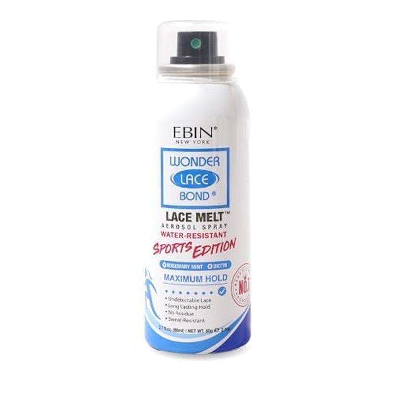 EBIN NEW YORK Wonder Lace Bond Melt Spray 2.7 Fl Oz Sports Edition ? Maximum Hold ? Melting Spray For Lace Wigs ? Seamless Wig Application for Active Lifestyles and Daily Wear - Rosemary Mint + Biotin