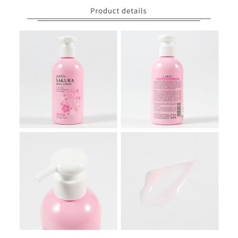 Glossy Body Lotion Firming Moisturizer for Dry Skin, JAPAN SAKURA Full Body Skin Care Pump with Niacinamide & Vitamin C Nourish Skin, Non- Sticky Refreshing, Quickly Absorbed (200ml)