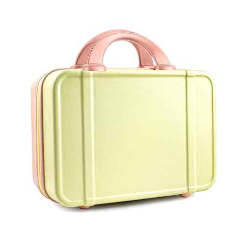 JZRSuitcase 14 Inch Makeup Train Case ABS Toiletry Bag for Women Portable Travel Hard Shell Carry-On Mini Cosmetic Organizer with Elastic Bands