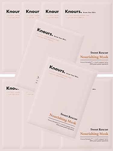 Knours. Nourishing & Hydrating Mask, Rose Water Toning Rejuvenating Facial Nourishing Clean Beauty (10 Count)