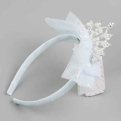 Huachi Girls Princess Tiara Crown Headbands Cute Tulle Bow Tiaras Birthday Headband for Girl Tiaras Crowns Head Band Party Fairy Costume Hair Accessories (Blue)