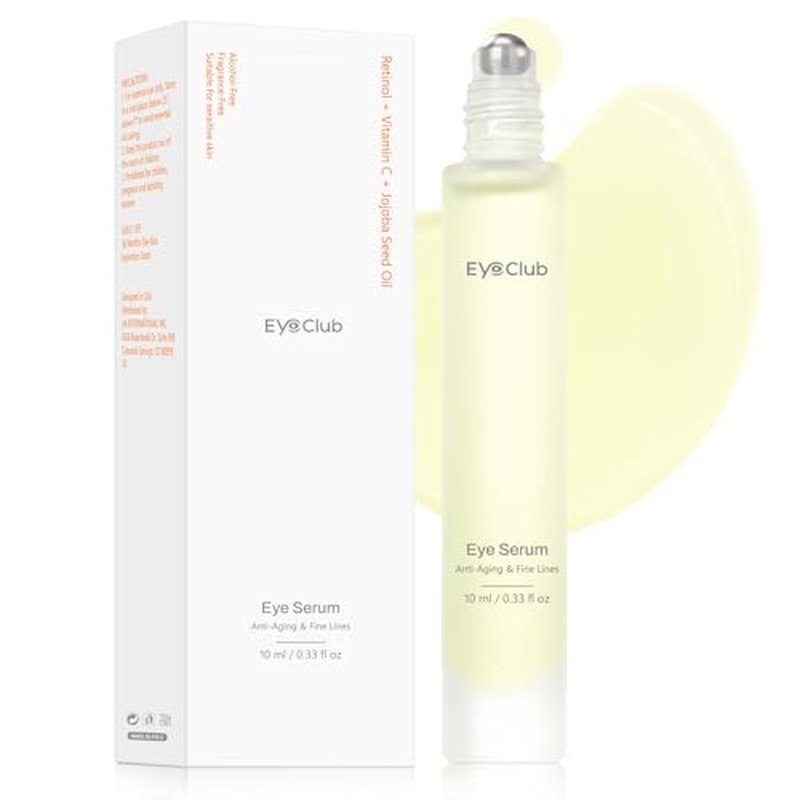 Retinol Under Eye Brightener Roller - Jojoba Oil Eye Serum with Roller Massage - Anti-Aging eye Treatment for Help Skin Barrier Repair, Reduce Fine Lines