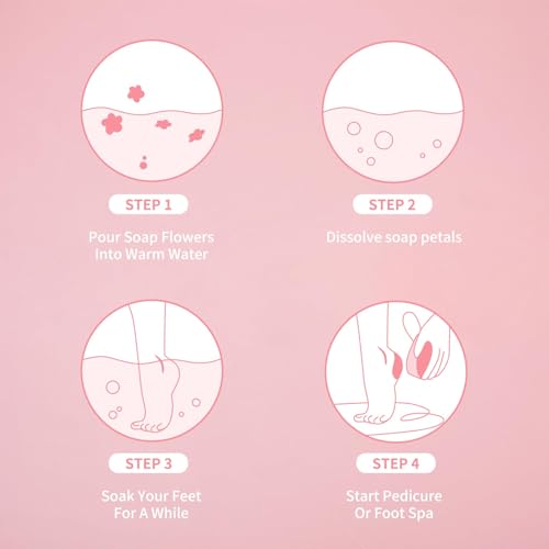 Pedicure Soap Flowers Foot Soak Petals Sheet for Softens Dead Skin Moisturizing Relaxing Spa Feet Birthday Pedi Nail Party (100g)