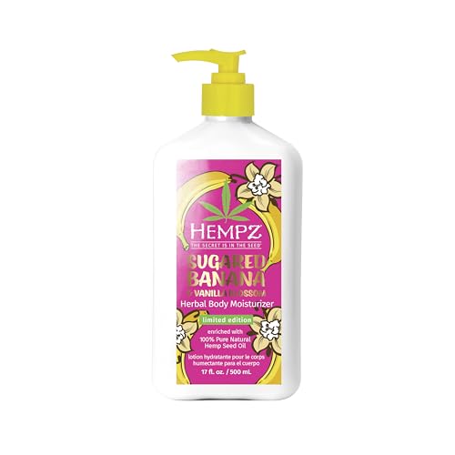 Hempz Sugared Banana & Vanilla Blossom Body & Hand Lotion, Ultra Hydrating Moisturizer for Men and Women, 17 oz