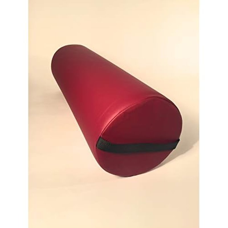 NRG Jumbo Full Round Massage Bolster - Extra Large Massage Table Pillow Cushion - Multi-Purpose Positioning Bolster with Carrying Strap - CFC Free Foam, NaturSoft Vinyl - 8 x 26 inches - Burgundy