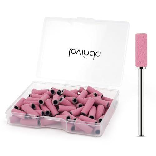 Lavinda Small Sanding Bands Nail Drill Bit, 80 Piece Extra Fine Sanding Bands for Nail Drill with 3.1mm Mandrel Bit for Acrylic Nails Gel Removing Shaping Polishing Nail Salon Use (240 Grit, Pink)