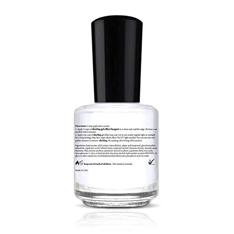 Durilaq Gel Effect Lacquer - Pure White Opaque Nail Polish | Long-Lasting Glossy Finish, 0.61 Fl Oz