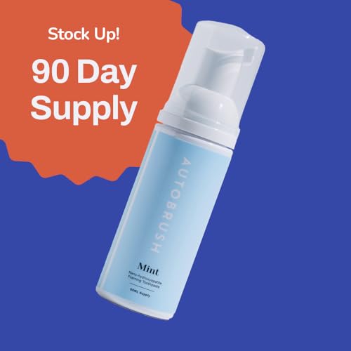 autobrush Fluoride Foaming Toothpaste for Adults, Mint Flavor, Whitening & Deep Cleaning, Travel Friendly, Anti-Cavity (Pack of 3)