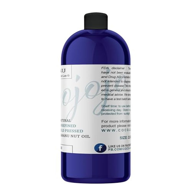 Dr Joe Lab Tamanu Oil - Bulk 32 oz 1 Quart Pure Natural Cold Pressed Unrefined Non GMO Extra Virgin Oil -Hair Skin Face Body Nail Locs Beard - Hydrating Moisturizing Nourish