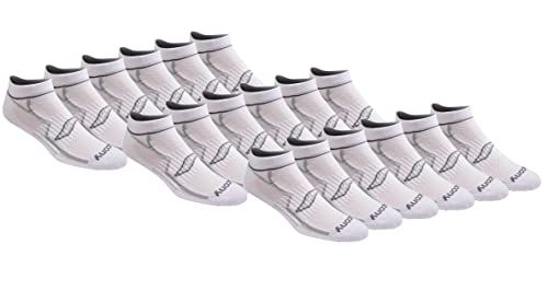 aucony Men's Multi-Pack Bolt Performance Comfort Fit No-Show Socks, White 18, Shoe Size: 8-12, Sock Size: 10-13'