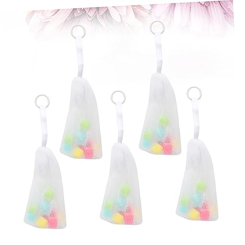 5pcs Foaming Net Bags for Cleansing Convenient Hanging Mesh Sponge Pouches for Soap and Cosmetic Bubbles for Bathing and Skin Care
