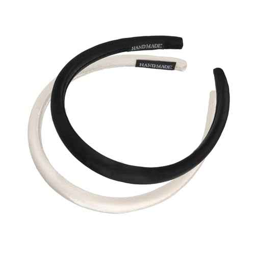 Headbands for Women, Black White Womens Thick Silk Satin Super Soft & Comfortable Sponge Padded Headbands Hair Bands Hoops Accessories for Women Girls