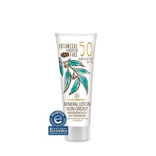 Australian Gold Botanical Sunscreen Tinted Face Mineral Lotion SPF 50, 3 Ounce | Broad Spectrum | Water Resistant
