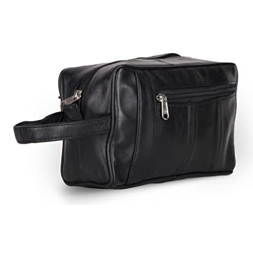 Liberty Leather - Genuine Sheep Nappa Leather Unisex Toiletry Bag for Travelling | Bathroom Organizer with Multiple Compartments for Men and Women | Portable Cosmetic Case for Traveling Dopp Kit
