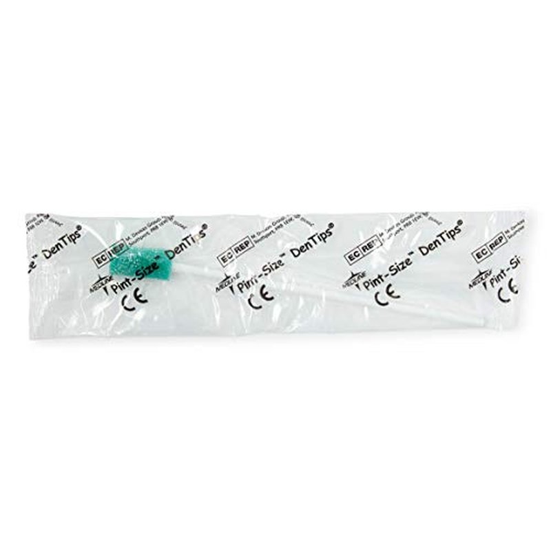 Medline DenTips Disposable Oral Swabs, Adult Treated, Gentle & Hygienic Oral Care, Green, Individually Wrapped, 500 Count