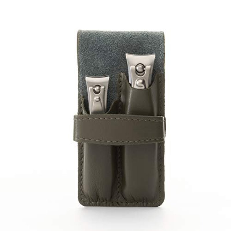 GERMANIKURE Nail Clippers Set in Green Leather Case ? Ethically Made in Solingen Germany, FINOX Stainless Steel Tools ? Professional Quality Manicure & Pedicure Kit