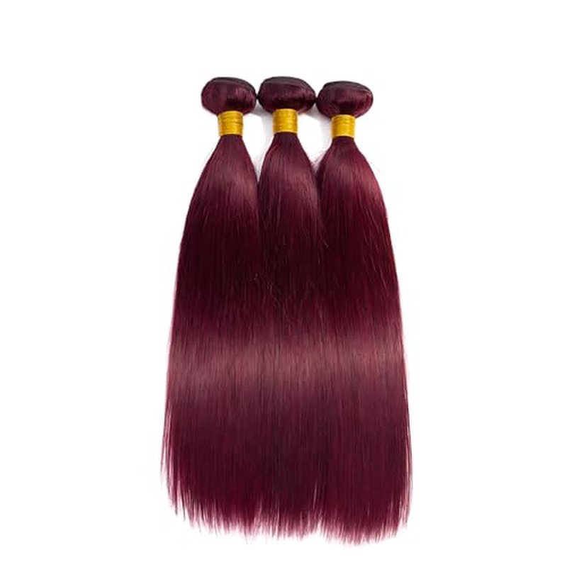 Dark Red Human Hair Bundles 99J Burgundy Straight Human Hair Bundles Dark Red Straight Bundle 26 28 30 Inch Brazilian Unprocessed Virgin 99J Bundle Quick Weave Extensions