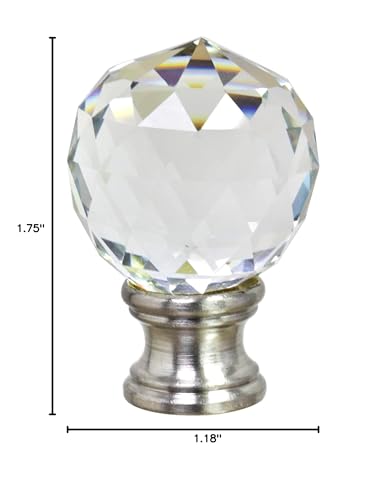 Aspen Creative 24008 Clear Faceted Crystal Lamp Finial in Brushed Nickel Finish, 1-3/4" Tall (1 Pack)