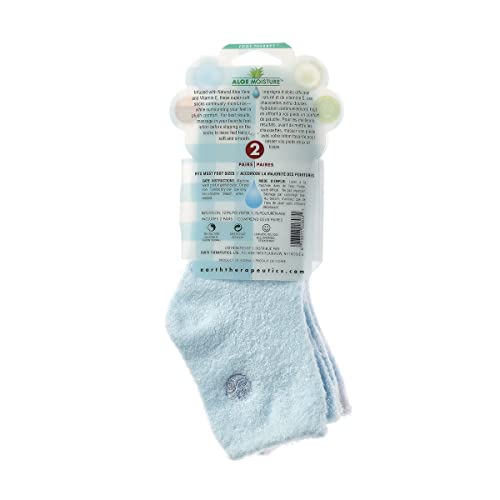Earth Therapeutics Aloe Vera Socks ? Infused with Natural Aloe Vera & Vitamin E ? Helps Dry Feet, Cracked Heels, Calluses, Dead Skin - Use with Your Favorite Lotions - Blue Plaid