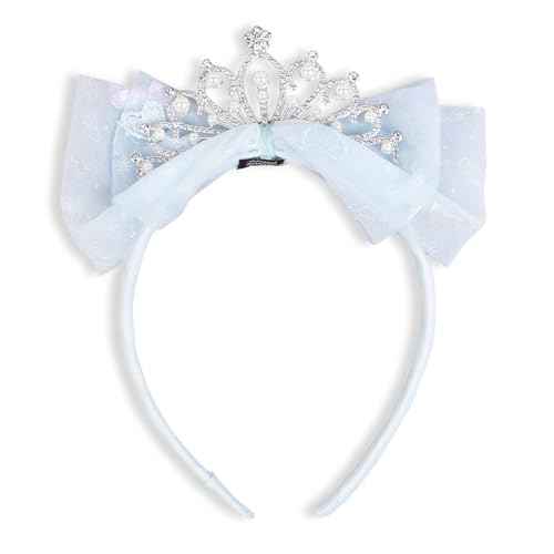 Huachi Girls Princess Tiara Crown Headbands Cute Tulle Bow Tiaras Birthday Headband for Girl Tiaras Crowns Head Band Party Fairy Costume Hair Accessories (Blue)