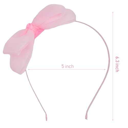 Bow Hairband Soft Elastic Lace Bowknot Headband for Women and Girls, Perfect Hair Accessories for Party and Cosplay (Pale Pink)