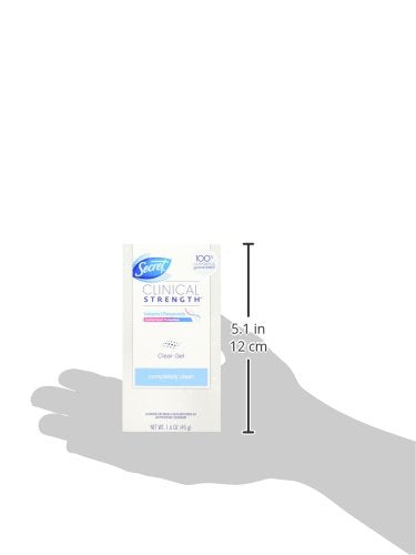 Secret Clinical Strength Clear Gel Women's Antiperspirant & Deodorant Completely Clean Scent 1.6 Oz, 1.600 Fluid Ounce (Pack of 2)