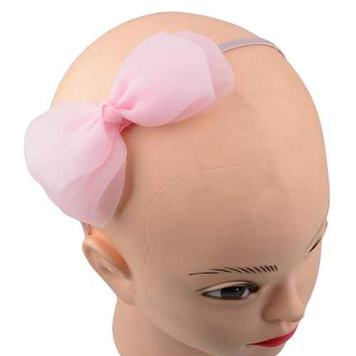 Bow Hairband Soft Elastic Lace Bowknot Headband for Women and Girls, Perfect Hair Accessories for Party and Cosplay (Pale Pink)
