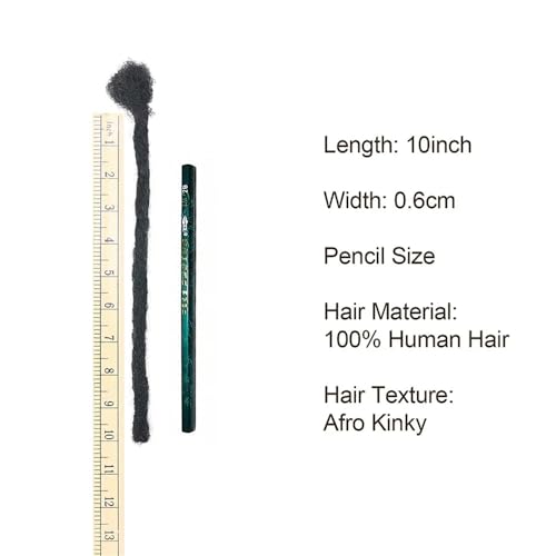 Short Loc Extensions Human Hair Dreads Extensions Dreadlock Extensions for Men Women 0.6 cm 4 Inch 60 Strands Handmade Permanent Locs Extension Natural Black Locs Hair Extensions Can be Dyed Bleached