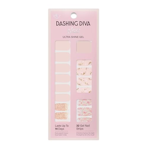 Dashing Diva Gloss Nail Strips - Crystal Clear - UV Free, Chip Resistant, Long Lasting Gel Stickers - Contains 32 Wraps, 1 Prep Pad, 1 File