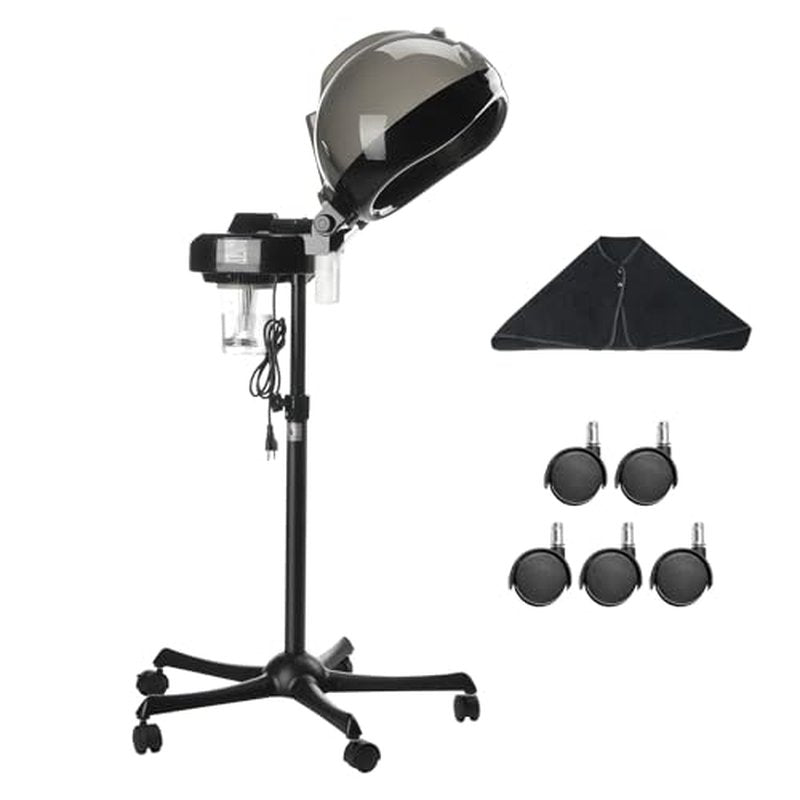 VEVOR Professional Hair Steamer for Deep Conditioning, 11.81-inch Hooded Ionic Hair Steamer with 2 Modes, Height-Adjustable Standing Hair Steamer with Timer, 5 Wheels (2 Lockable) for Salon Home Spa
