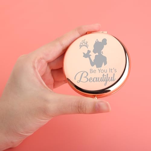 UJIMS Princess The Frog Inspired Gift Be You It¡¯s Beautiful Princess Compact Mirror Frog Lover Gift Fandom Gift (BeYouBeautiful Mirror)