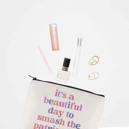 TGBJE Feminist Gift Feminism Girl Power Makeup Bag Equality Gift It's A Beautiful Day To Smash The Patriarchy Zipper Pouch (Smash Patriarchy bag)