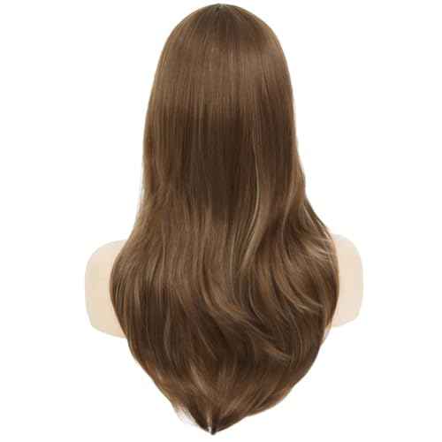 Brown Long Wigs for Women Mix Blonde Straight Middle Part Heat Resistnt Fibre Hair Wig Natural Daily Party Wig