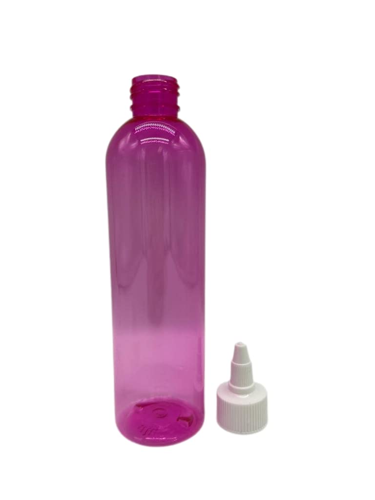 Natural Farms 8 oz Pink Cosmo Plastic Bottles -12 Pack Empty Bottle Refillable - BPA Free - Essential Oils - Aromatherapy | White Twist Top Caps - Made in the USA
