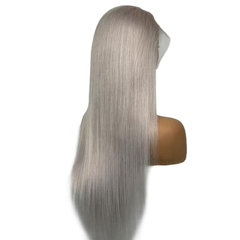 ELISHEVA Grey Lace Front Wigs Human Hair 20 Inch 13x4 Silver Grey Wig 200% Density HD Straight Lace Front Wigs Colored Grey Human Hair Wig