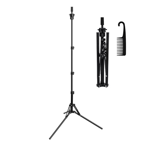 Mannequin Head Stand,Adjustable Wig Stand Tripod Height Adjustment(20-60Inch) Reinforced Metal Mannequin Stand For Cosmetology Hairdressing Training With Free One Wide Tooth Comb