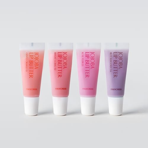 PINKWONDER Jojoba Lip Butter (01 Gentle Orange) | Hydrating Lip Balm with Organic Jojoba Oil | Non-Sticky Lip Gloss for Dark Lips | Korean Lip Balm