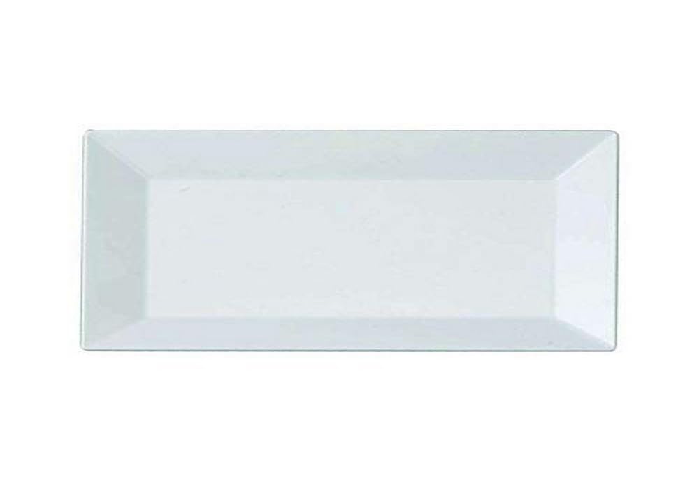 Kaya Elegant Rectangular White Plastic Dessert Plates (5.5" x 8.5") - Pack of 10 - Perfect for Weddings, Birthdays & Home Use