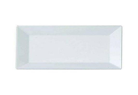 Kaya Elegant Rectangular White Plastic Dessert Plates (5.5" x 8.5") - Pack of 10 - Perfect for Weddings, Birthdays & Home Use