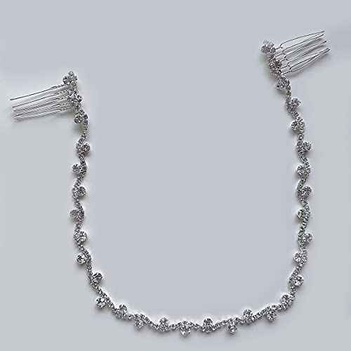 Asphire Vintage Crystal Headband with Side Combs Sparkling Rhinestone Head Chain Iced Out Hair Vine Prom Party Festival Hair Accessories for Women, Silver