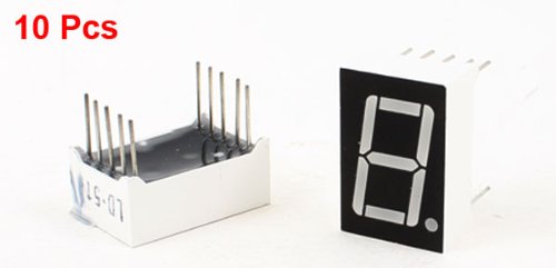 uxcell 10 Pcs Common Cathode 10-Pin 1 Bit 7 Segment 0.56" Red LED Display Digital Tube