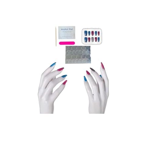 Jinx Cosplay Nails Jinx Press On Nails Long Accessories Costume Cosplay Colorful Fake Nail with Nail Glue