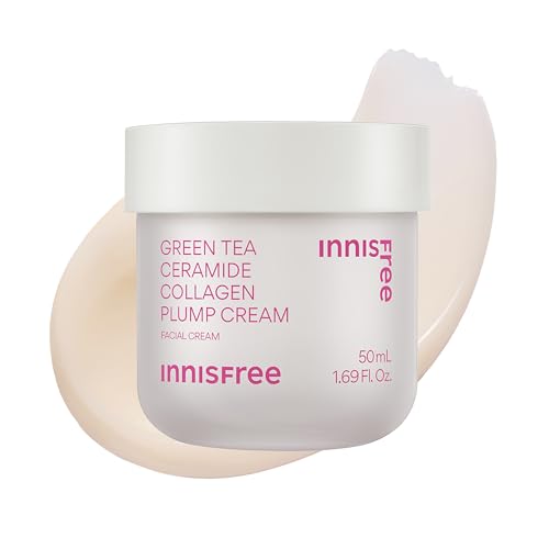 innisfree Green Tea Ceramide Collagen Plump Cream, Korean Face Moisturizer for a Youthful Glow