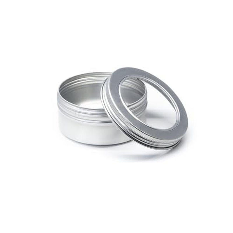 75 Pcs Clear Window Aluminum Round Cans,Candle Containers with Screw Lid,2 Oz Metal Round Tins for Crafts,Cosmetic, DIY