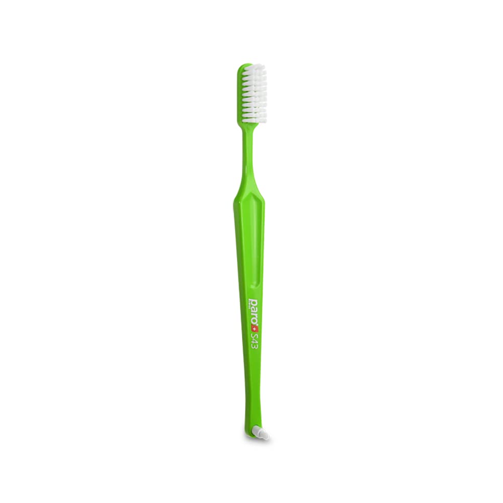 Paro S43 Toothbrush | Compact Brush Head with Soft Bristles | Exchangeable Inter Space F | 4 Rows, 43 Tufts | 6 Pack