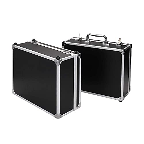 Tattoo Kit Box,Tattoo Case Organizer 12.6" x 9.5" x 5.1" W/Lock Machine Carrying Case,Aluminum Alloy with Sponge for Tatto Machine Box (black)
