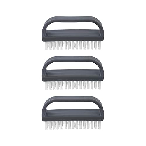 Superio Stiff Nail Brush with Handle 3 Pack Fingernail Scrub Cleaning Brushes for Toes and Nails, All-Purpose Cleaning Brush for Home, Kitchen, Work